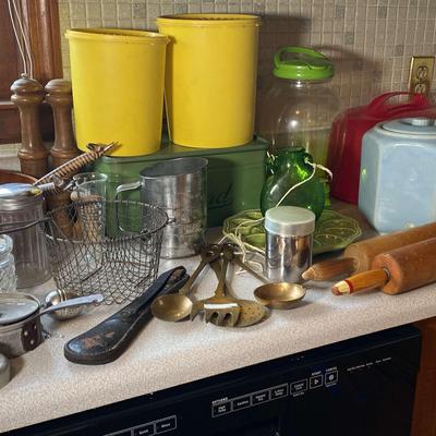 Vintage Cooking Supplies Including Tupperware