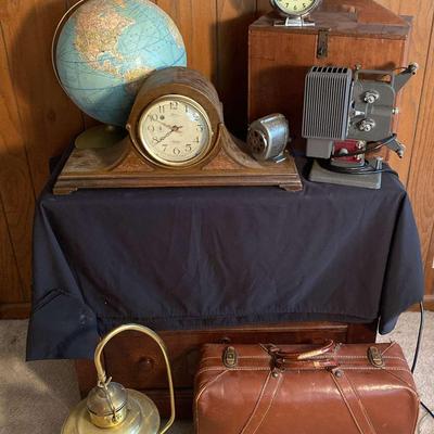 Vintage Globe, Projector, Mantle Clock, & More