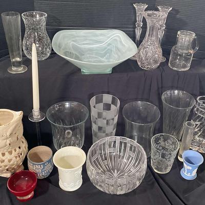 Crystal Vases, Bowl, & Candleholders