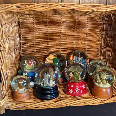 Basket Of Musical Snow Globes 