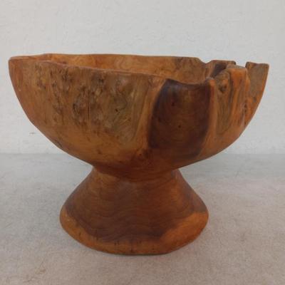 Vintage Hand Carved Cypress Centerpiece Bowl - 11" Diameter x 7¾" Tall