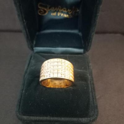 Ladies 10k Yellow Gold & Diamond Anniversary Ring - Size 7½ - TW 6.7g 