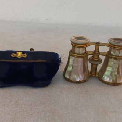 (Probably) Antique Vontélle Nellie Mother of Pearl Inlay Opera Glasses