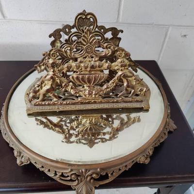 Vintage Brass Napkin And Vintage Mirror Stand