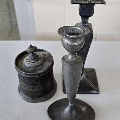 Vintage Candlesticks And Tobacco Holder