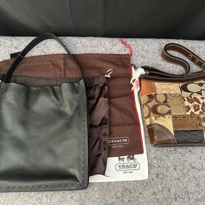 Coach Black Leather Hobo Shoulder Bag & Coach Patchwork Signature Crossbody Bag