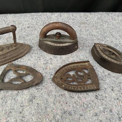Antique Sad Irons and Trivets Lot | Cast Iron Collection