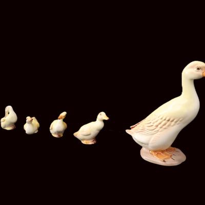 Brad Keeler Signed Ceramic Duck Figurine Family | Mother Duck and Ducklings