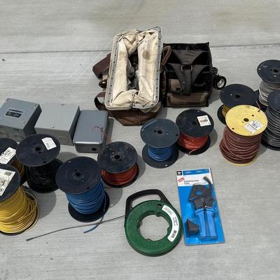 Electrician Lot | Copper Insulated Wires | Cable Cutters | Work Bags | Fasteners 