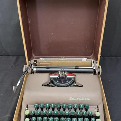 Vintage Smith-Corona Sterling Typewriter with Case | Brown with Green Keys