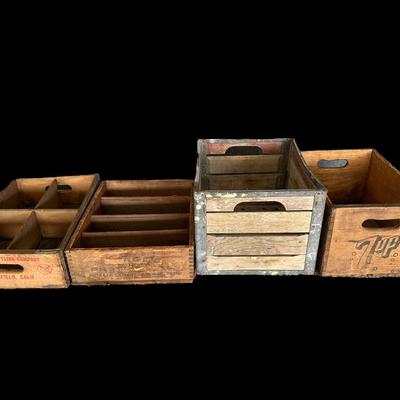 Vintage Wooden Soda Crates | 7UP, Pepsi, Dr.Pepper Bottling Co. | Rustic Display or Storage