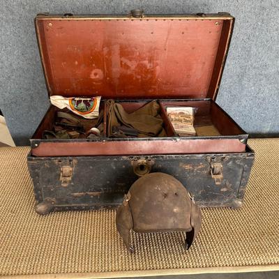 WWII-Era Soldier’s Trunk Time Capsule | Helmet, Uniform, Tobacco Tins, Pipes, and Military Gear