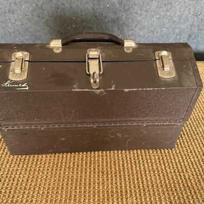 Vintage Kennedy Cantilever Toolbox | Brown Wrinkle Finish, Metal Latches | Includes Tools