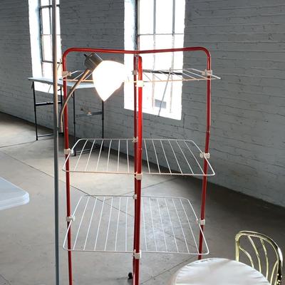 Pole Lamp, Portable Clothes Drying Rack And Rolling Vanity Seat