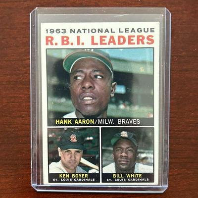 1964 Topps National League RBI Leaders. Hank Aaron, Ken Boyer, and Bill White