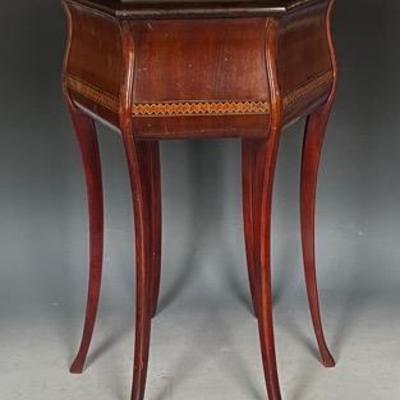 Mahogany Birch and Marquetry String Inlaid Table 