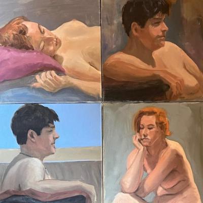 Four Larry Griggs Oil Portraits, Unsigned