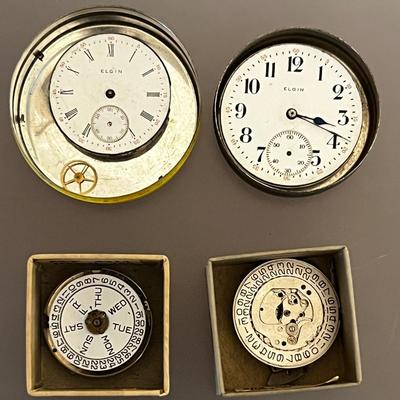 4 - Antique Elgin Pocket Watch Movements, Parts, Dials #2