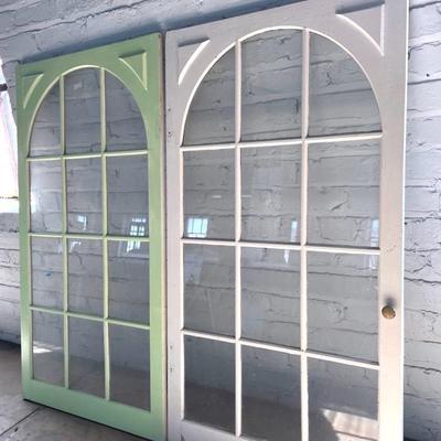 Pair Of Vintage Arched Framed Cabinet Doors
