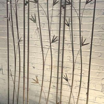 Mid Century Brass Bamboo Look Folding Screen