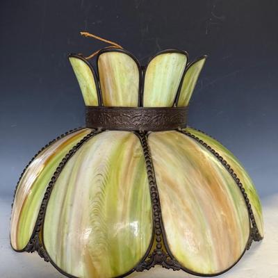 Victorian Style Slag Glass Shade Pendant Lamp Fixture 