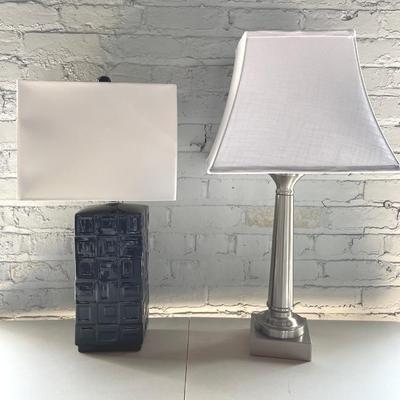 Two Modern Lamps , Ceramic And Brushed Metal 