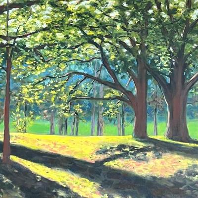 Larry Griggs Signed Cincinnati Park Landscape Painting 