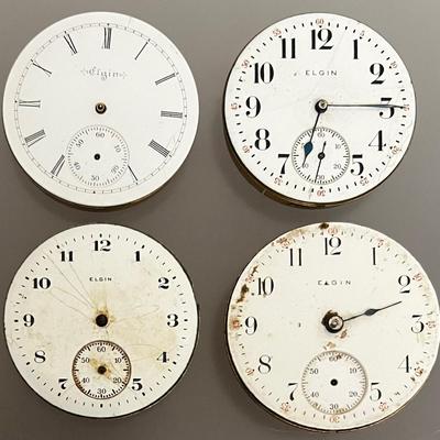 4 - Antique Elgin Pocket Watch Movements, Parts, Dials #1