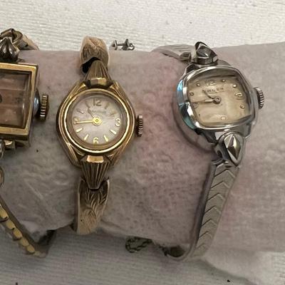 3 - Antique Ladies Wrist Watches, Working, Gruen, Hyde Park, Caravelle
