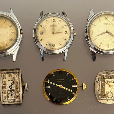 Antique Gruen Wrist Watch Movements, Parts, Dials