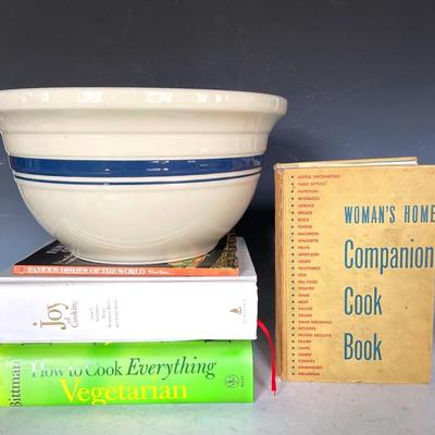 Roseville Friendship Pottery Bowl With Cookbooks 