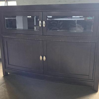 Cherry Style TV Stand With Glass Doors