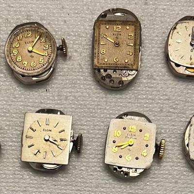 Antique Tiny Elgin Wrist Watch Movements, Parts