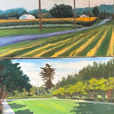 Pair of Larry Griggs Acrylic Landscape Paintings, Unsigned 