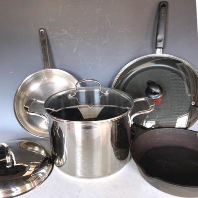 Stainless Cookware With Iron Skillet 