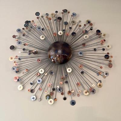 Handmade Glam Abstract Wall Decor on Metal	34” dia