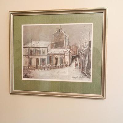 Art- Maurice Utrilla people walking in the street 	17h” x 20w” 