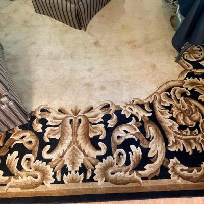 Area rug Black / Gold - Athena pattern / handknotted India 100% wool pile 	 8’x 10’ feet 