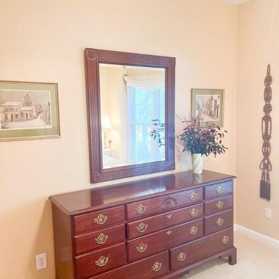 Harden 11-drawer dresser with matching mirror 	"Dresser- 35”h” x 66”w” x 19”d” 
Mirror- 37”w x 45”h"