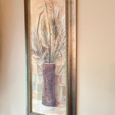 Art- C. Rowan Gold  frame stems in urn #2	18”w  x 42”h