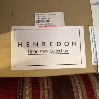 Henredon Red/Brown/Gold striped SWIVEL armchair # 2	Chair : 34”h x 32”w x 39”d Tag