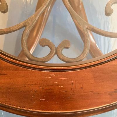 Sale Photo Thumbnail #54: Glass top metal accent coffee table	16”h x 43”w x 32”d