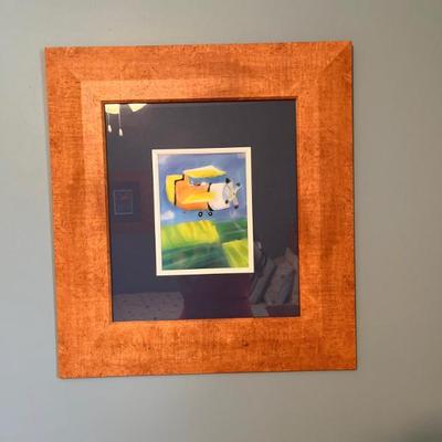 Art - Wood Framed - yellow airplane	21w” x 23H” 