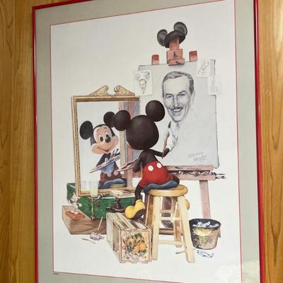 Art: framed art “Mickey Mouse, drawing Walt Disney”	24” x 31”