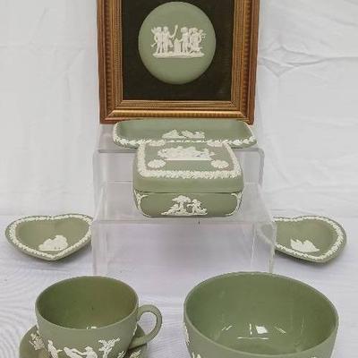 Sage Wedgwood Heart Trinket Dishes & Cup/Saucer+