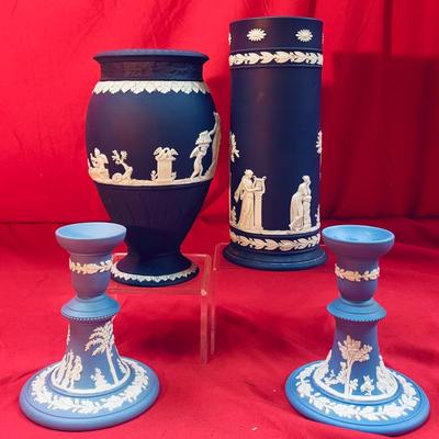 Collection of Wedgwood Jasperware – Candlesticks & Vases