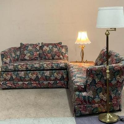 Two Piece Floral Sectional W/ Lamps