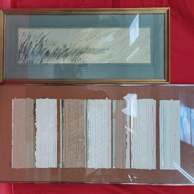 Multi Media Framed Artwork W/ Abstract And Scenic Design