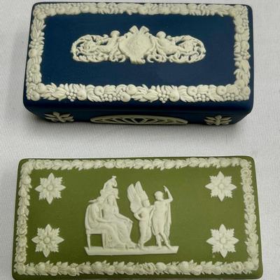 Wedgwood Jasperware Trinket Boxes in Portland Blue (HARROD’s) & Sage Green