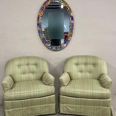 Accent Chairs W/ Colorful Oval Mirror 